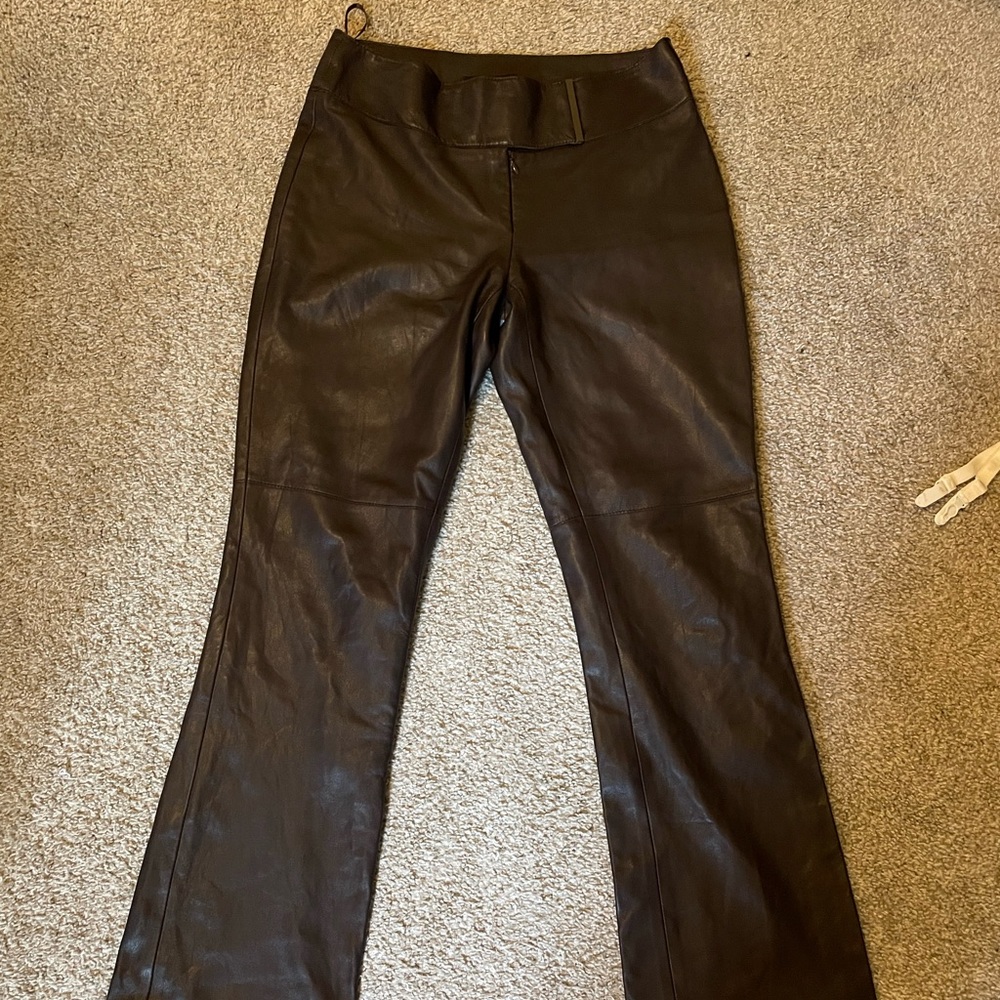90s 100% leather flaired pants
